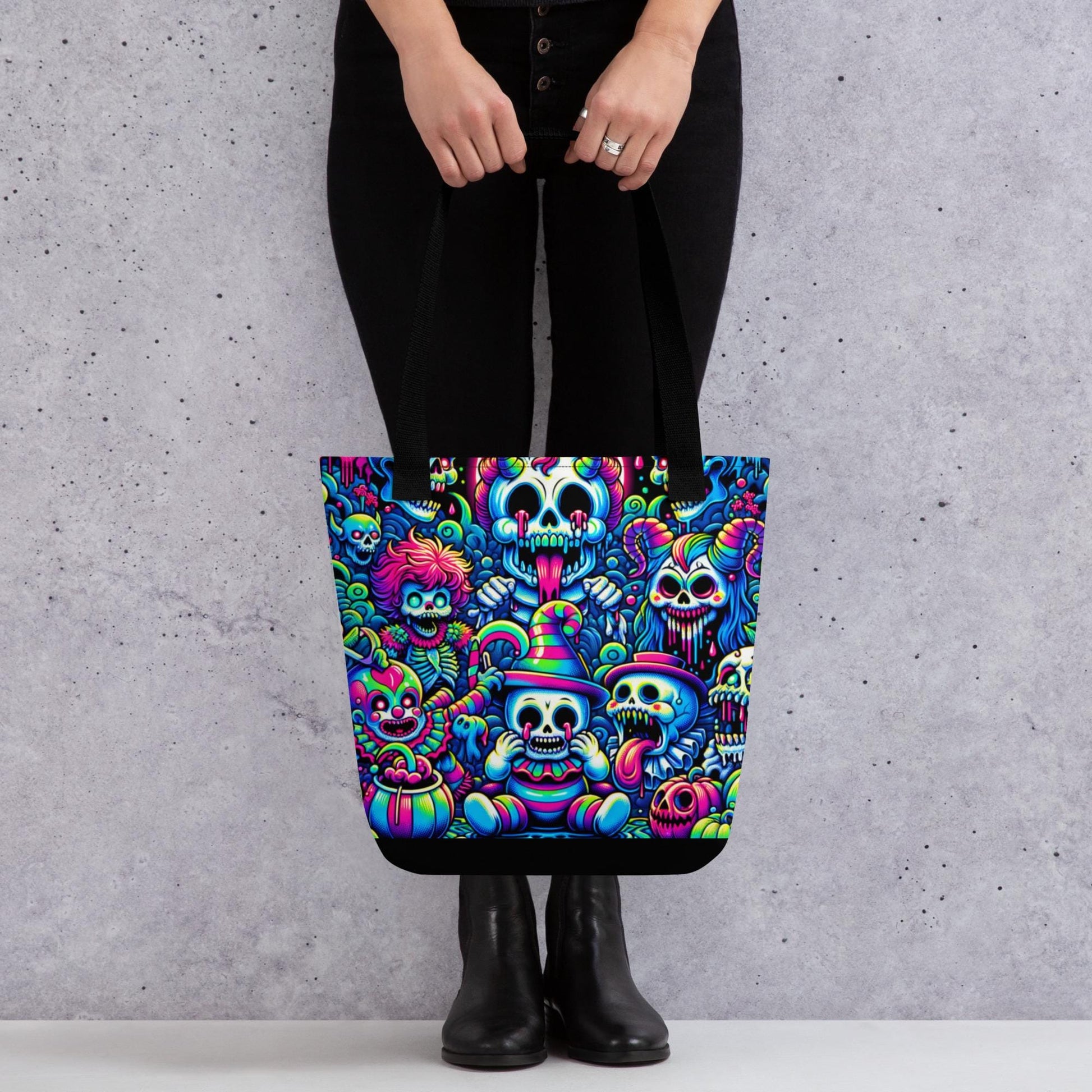 TOTE BAG Gothic Grunge Neon Goth Darkcore Weirdcore Sugar Skulls Day of the Dead Halloween Tote Bag
