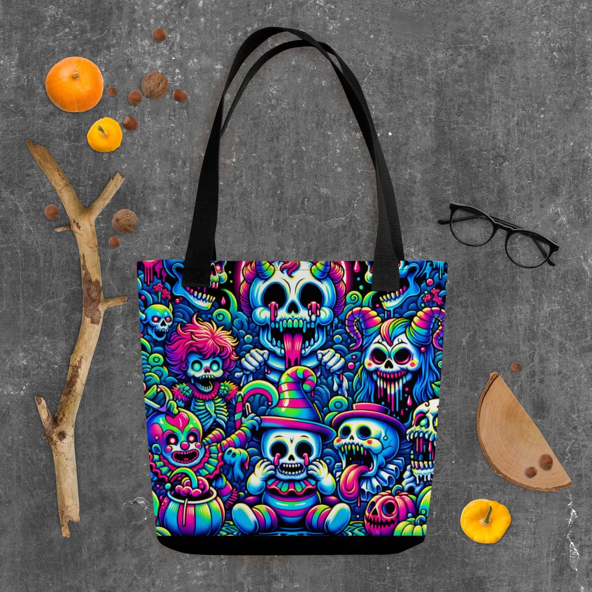 TOTE BAG Gothic Grunge Neon Goth Darkcore Weirdcore Sugar Skulls Day of the Dead Halloween Tote Bag