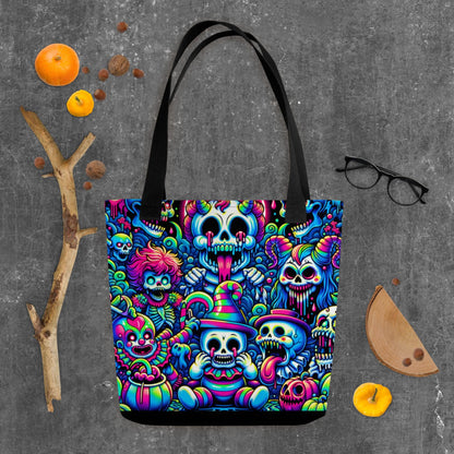 TOTE BAG Gothic Grunge Neon Goth Darkcore Weirdcore Sugar Skulls Day of the Dead Halloween Tote Bag