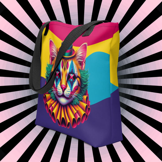TOTE BAG Gothic Grunge Darkcore Weirdcore Clowncore Circus Cat Clown Halloween Tote Bag