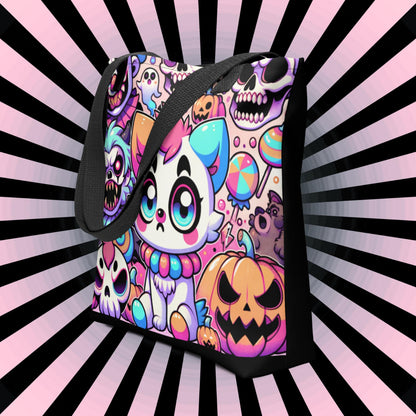 TOTE BAG Gothic Grunge Neon Goth Weirdcore Creepy Circus Hyena Halloween Tote Bag