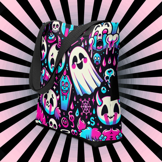 TOTE BAG Gothic Grunge Neon Goth Darkcore Weirdcore Creepy Cute Ghosts Dark Aesthetic Halloween Trick or Treat Tote Bag