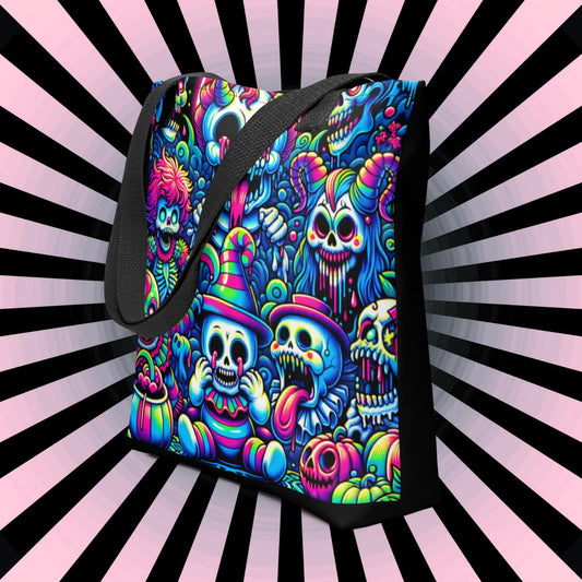 TOTE BAG Gothic Grunge Neon Goth Darkcore Weirdcore Sugar Skulls Day of the Dead Halloween Tote Bag