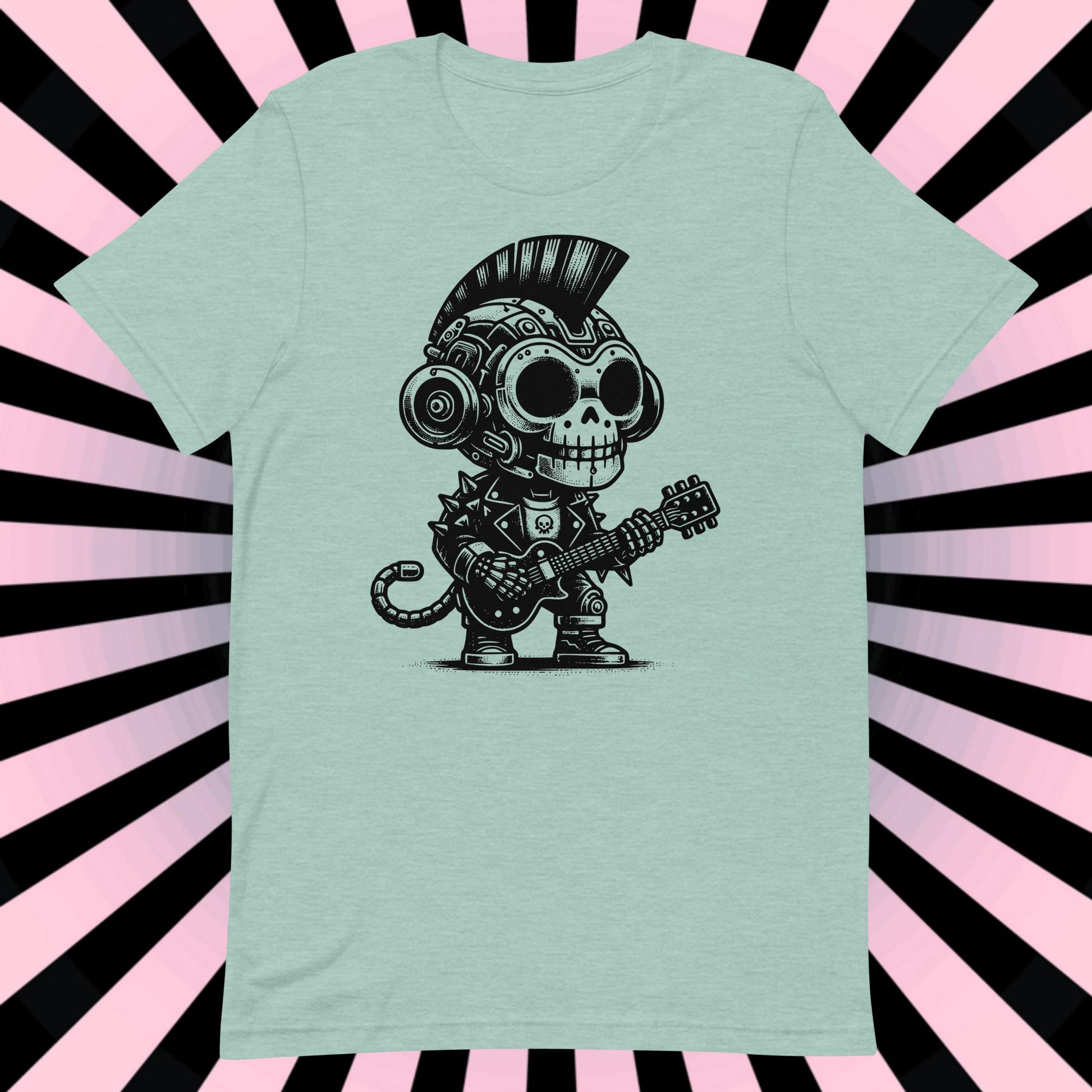 Cyborg Monkey Tee Kawaii Design Cyberpunk Monkey Shirt Y2K Pastel Goth Ethical Techwear in Whimsigoth Warcore Style