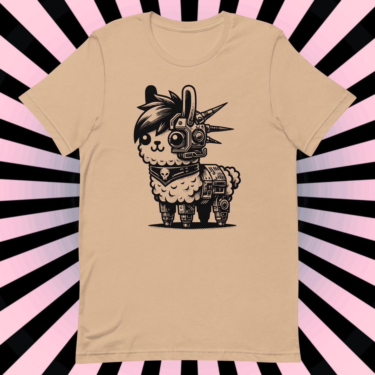 Cyborg Llama Tee Kawaii Design Cyberpunk llama Shirt Y2K Pastel Goth Ethical Techwear in Whimsigoth Warcore Style