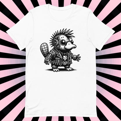 Cyborg Platypus Tee Kawaii Cyberpunk & Y2K Pastel Goth Techwear Platypus Shirt in Whimsigoth Warcore Style