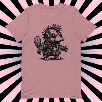 Cyborg Platypus Tee Kawaii Cyberpunk & Y2K Pastel Goth Techwear Platypus Shirt in Whimsigoth Warcore Style