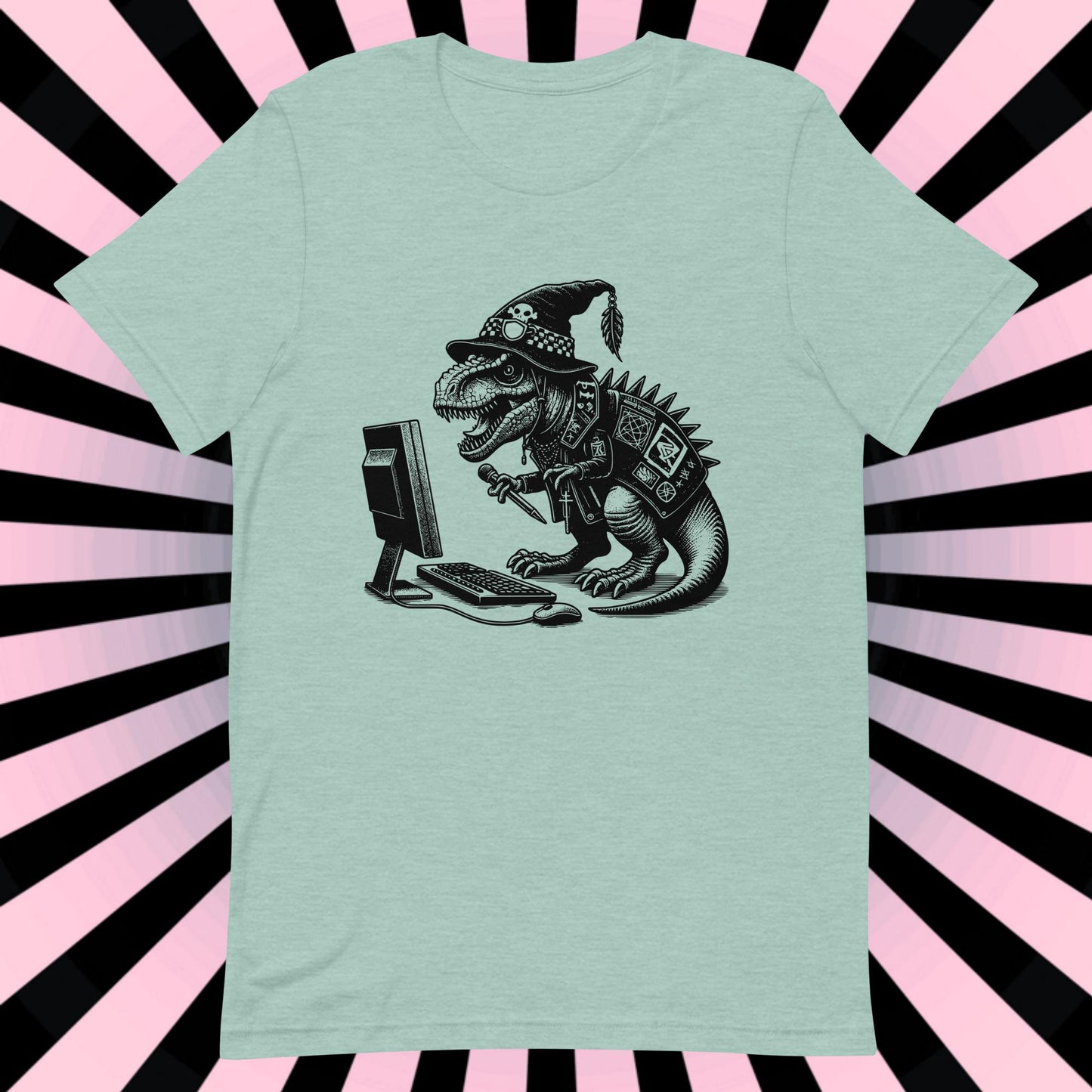Cyberpunk Dinosaur T-Shirt Y2K Pastel Goth T-Rex Shirt Techwear Unique Whimsigoth and Weirdcore Fashion