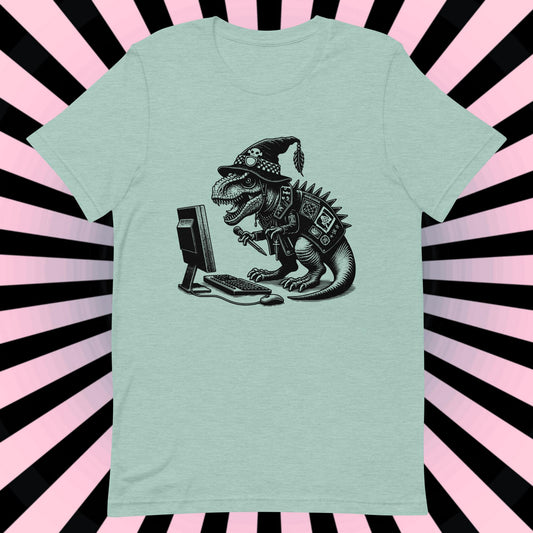 Cyberpunk Dinosaur T-Shirt Y2K Pastel Goth T-Rex Shirt Techwear Unique Whimsigoth and Weirdcore Fashion