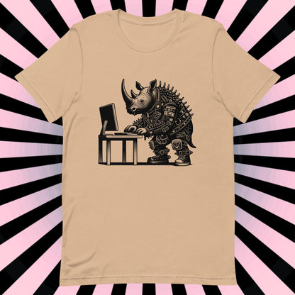 Cyberpunk Rhino T-Shirt Y2K Pastel Goth Rhino Shirt Techwear Unique Whimsigoth and Weirdcore Fashion