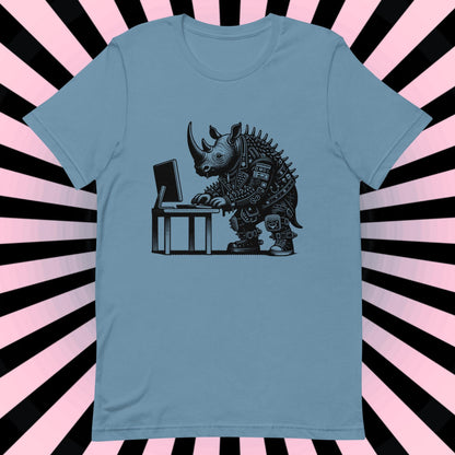 Cyberpunk Rhino T-Shirt Y2K Pastel Goth Rhino Shirt Techwear Unique Whimsigoth and Weirdcore Fashion