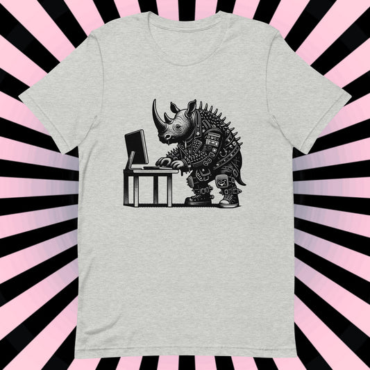 Cyberpunk Rhino T-Shirt Y2K Pastel Goth Rhino Shirt Techwear Unique Whimsigoth and Weirdcore Fashion
