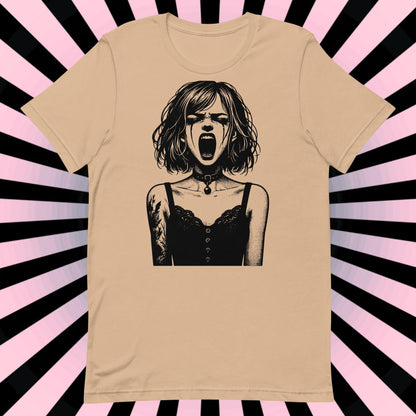 Cyberpunk Goth Screaming Girl T-Shirt Y2K Pastel Goth Techwear Tee Unique Whimsigoth Weirdcore Fashion Top