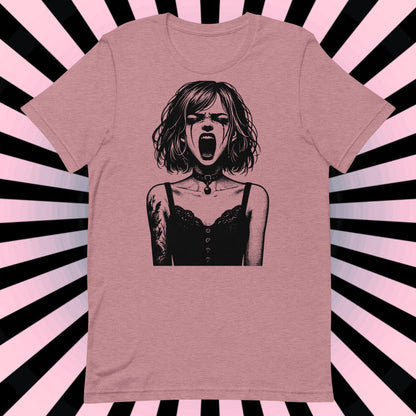 Cyberpunk Goth Screaming Girl T-Shirt Y2K Pastel Goth Techwear Tee Unique Whimsigoth Weirdcore Fashion Top