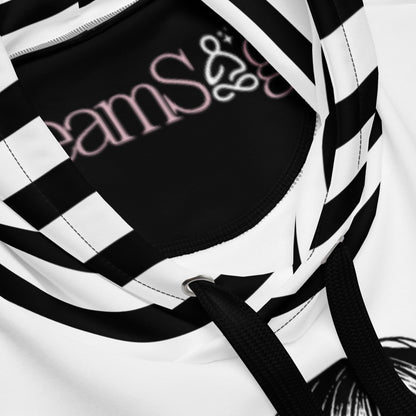 Black and White Screaming Gothic Girl Striped Pastel Goth Grunge Y2K Long Sleeve Unisex Hoodie