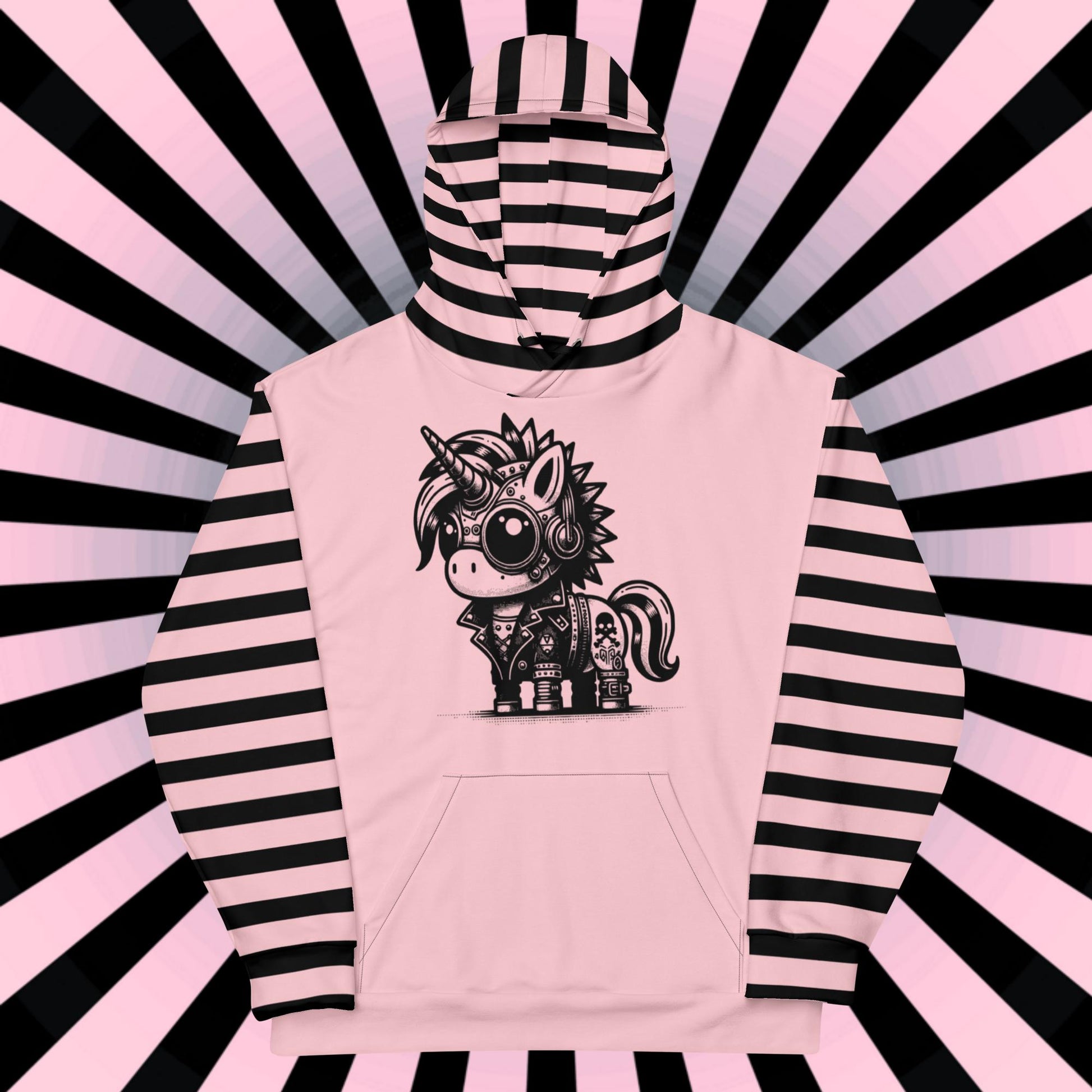 Punkrock Gothic Unicorn Etch Graphic Unisex Hoodie Y2K Grunge Long Sleeve Pastel Goth Hoodie