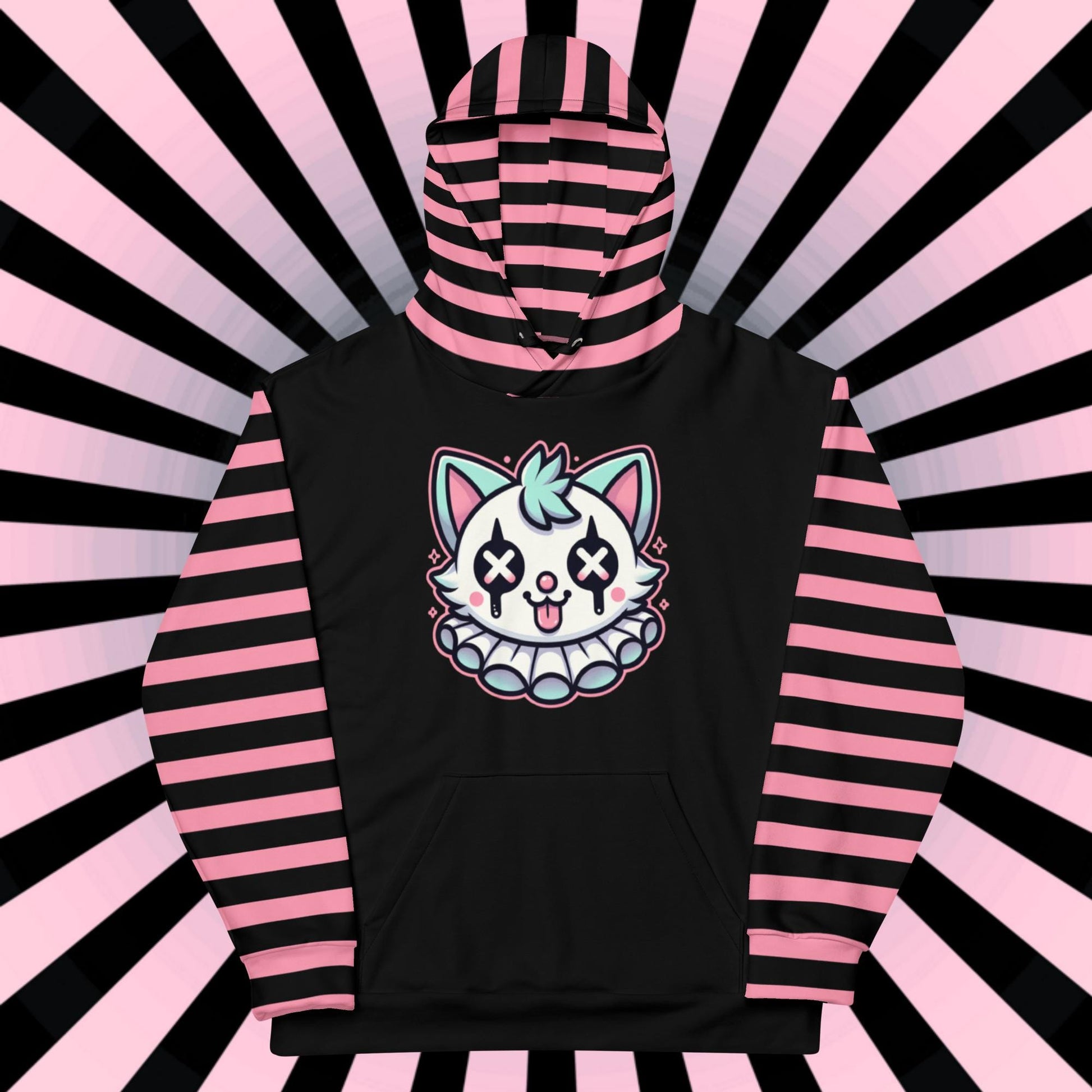 Weirdcore Clowncore Clown Kitty Cat Pastel Goth Graphic Grunge Y2K Unisex Hoodie
