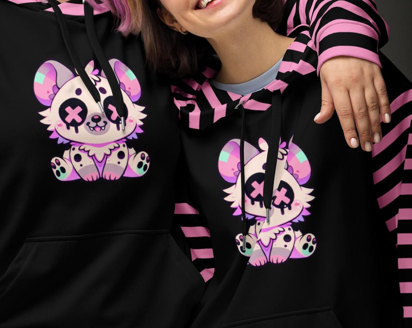 Pastel Goth Grunge Y2K Hyena Unisex Hoodie Weirdcore Gothic Kidcore Hyena Graphic Long Sleeve Hoodie