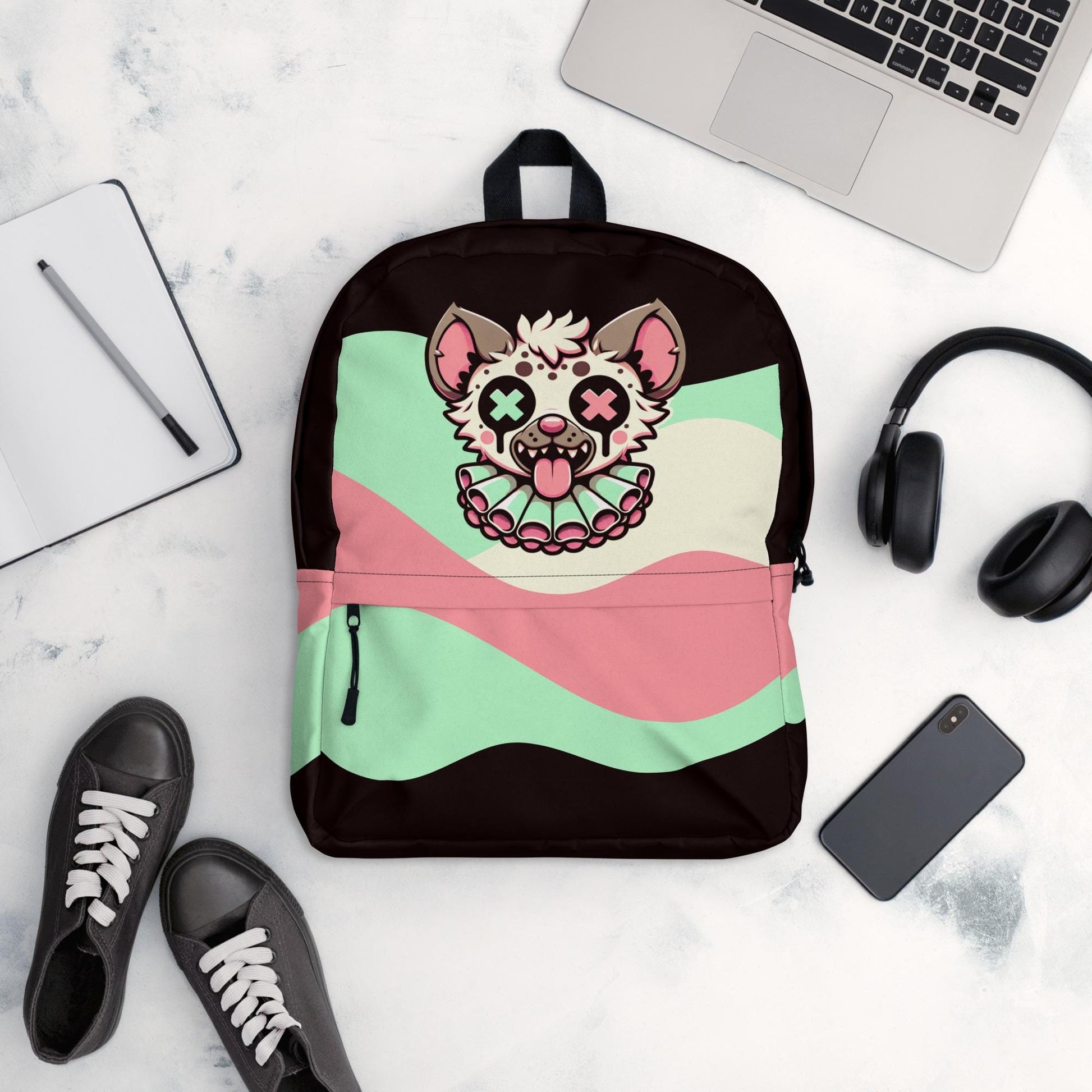Grunge Weirdcore Hyena Clown Bookbag Pastel Goth Clowncore Gore Knap Sack Book School Bag