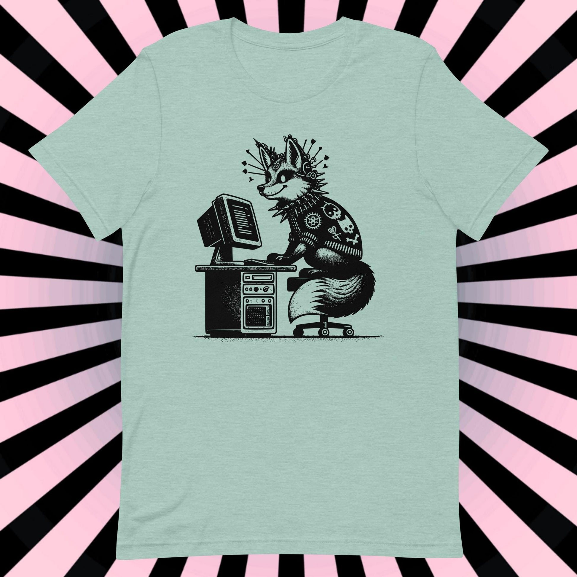 Cyberpunk Fox T-Shirt Y2K Shirt Pastel Goth Fox Shirt Techwear Tee Unique Whimsigoth and Weirdcore Fashion