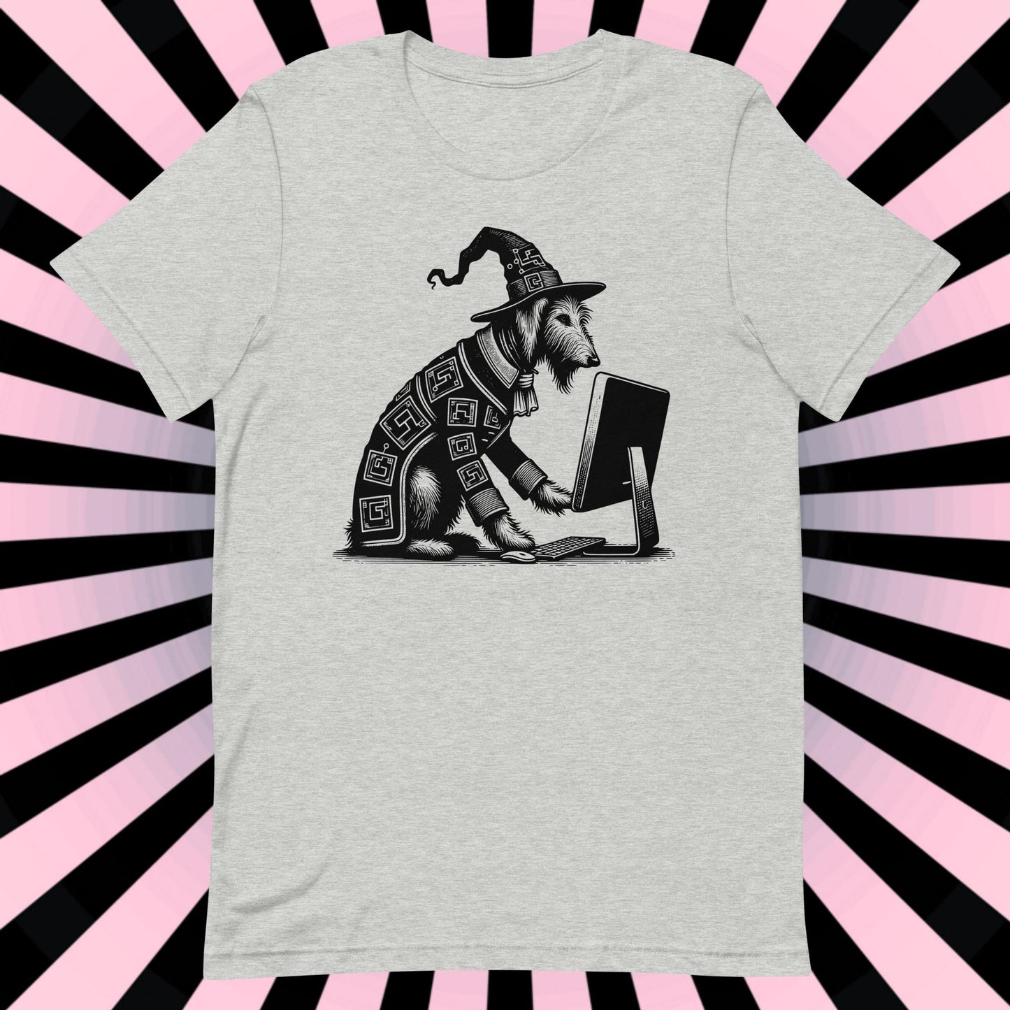 Dog Shirt Irish Wolfhound Cyber Goth Cyberpunk Dog Tee Techwear Whimsigoth Clothing Pastel Goth Y2K Shirt Weirdcore T-Shirt