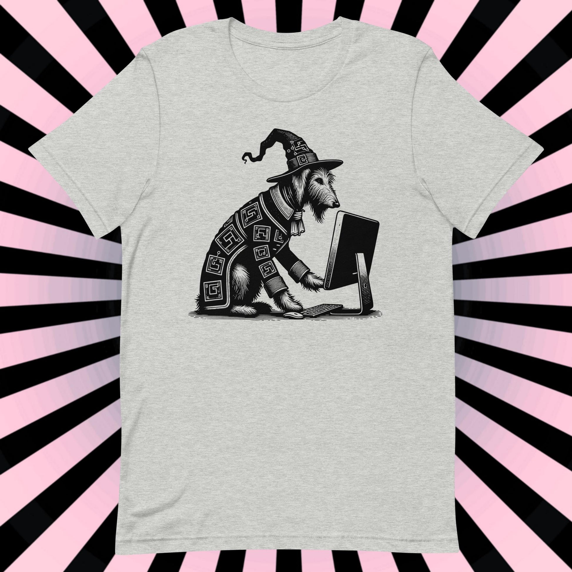 Dog Shirt Irish Wolfhound Cyber Goth Cyberpunk Dog Tee Techwear Whimsigoth Clothing Pastel Goth Y2K Shirt Weirdcore T-Shirt
