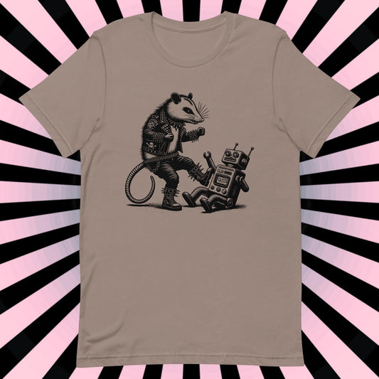 Opossum Shirt Robot vs Opossum Possum Crewneck Tee Warcore Steampunk Shirt Warcore T-Shirt Pastel Goth Unique Gift