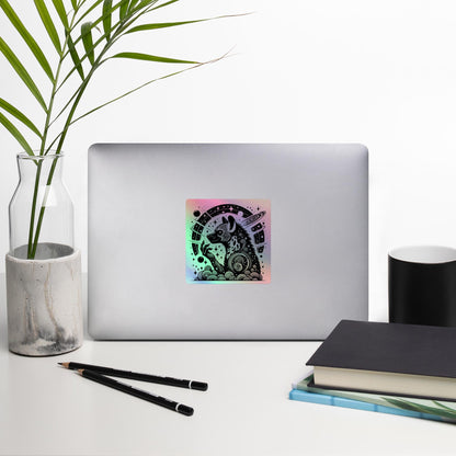 Trippy Weirdcore Hyena Wisdom Sticker Gothic Grunge Futuristic Holographic sticker