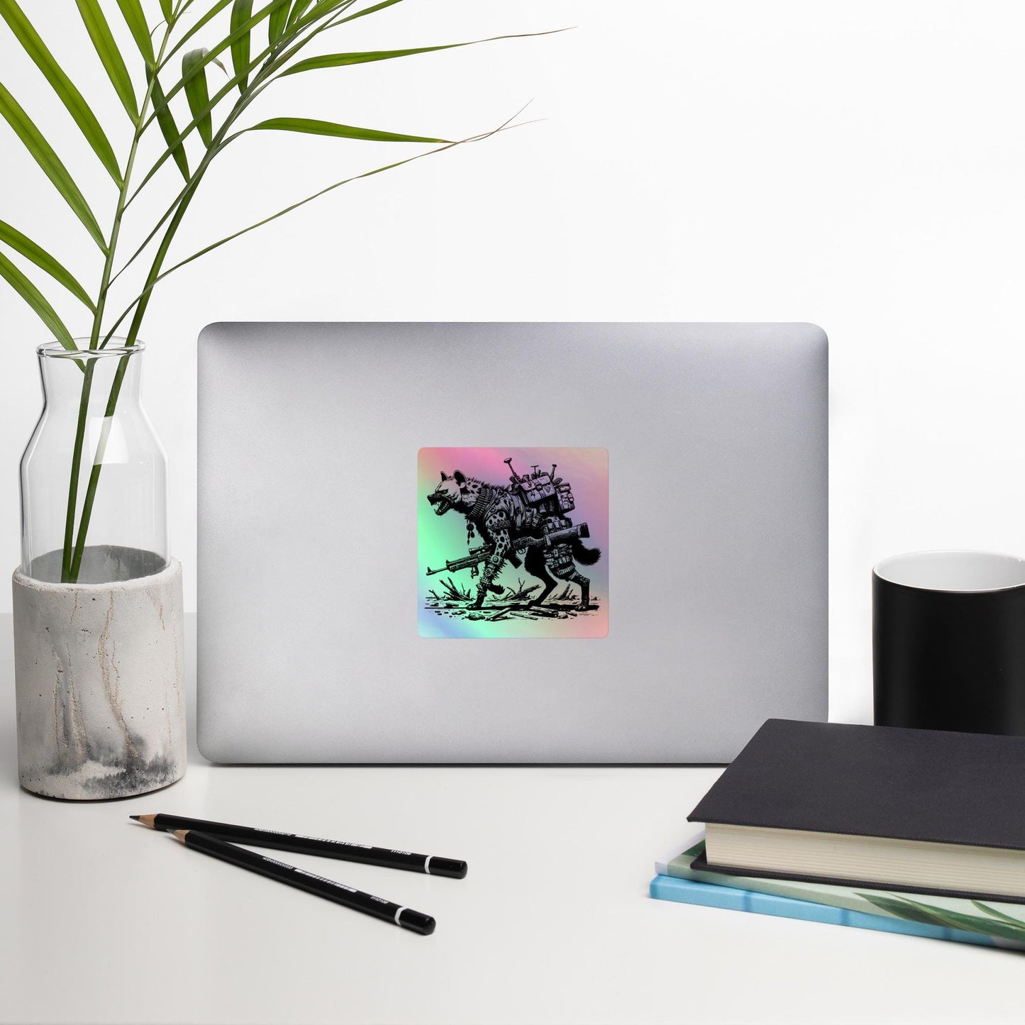 Warcore Battle Hyena Horror Sticker Futuristic Dystopian Gothic Grunge Holographic stickers
