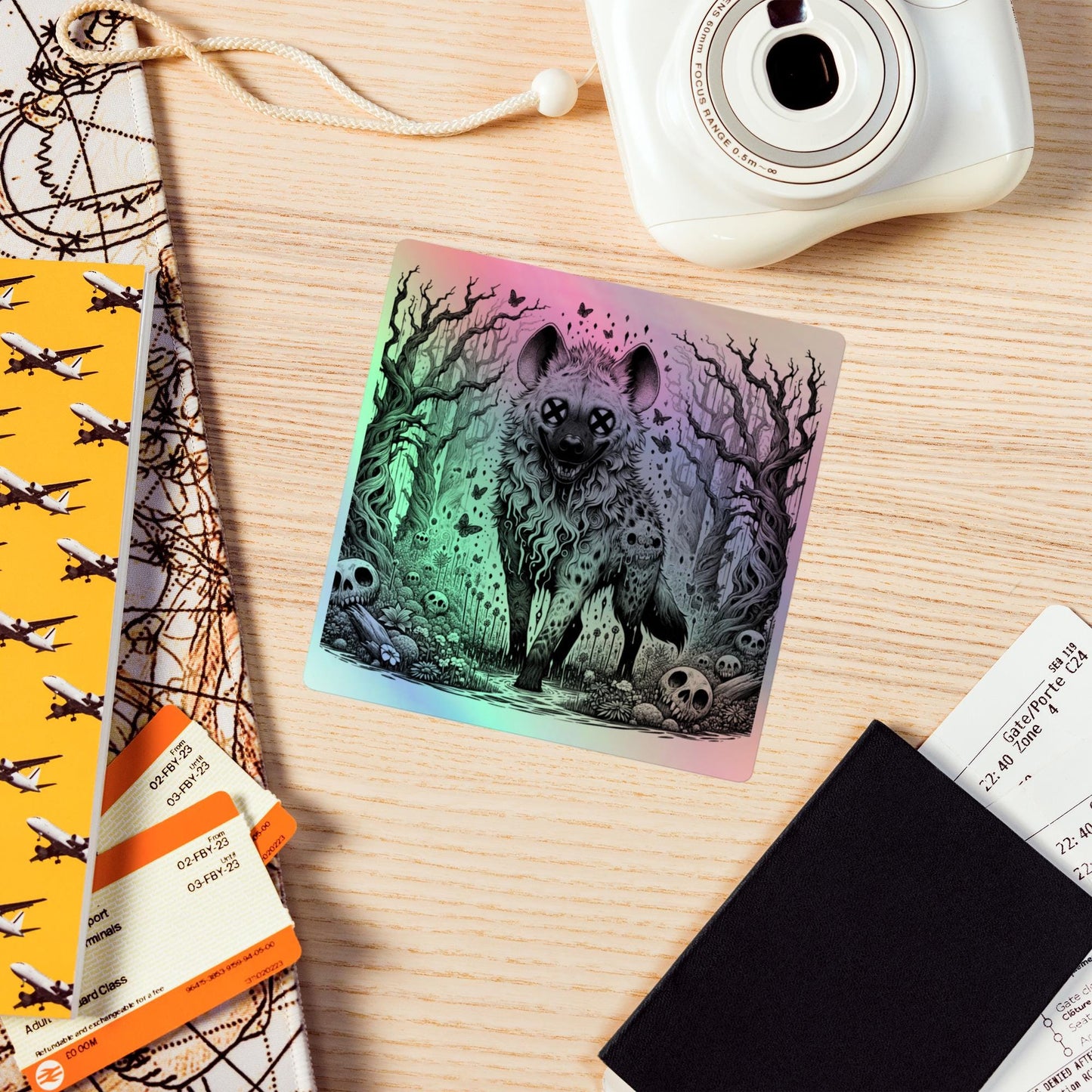 Horror Hyena Hologram Weirdcore Sticker Forestcore Goth Hyena Holographic sticker