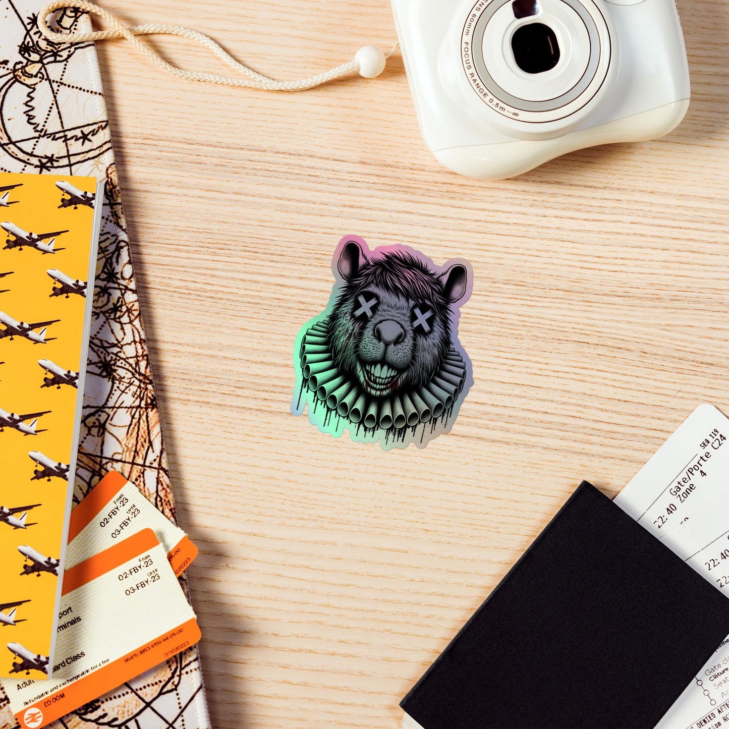 Creepy Clowncore Horror Capybara Clown Hologram Sticker Weirdcore Clown Grunge Goth Holographic sticker