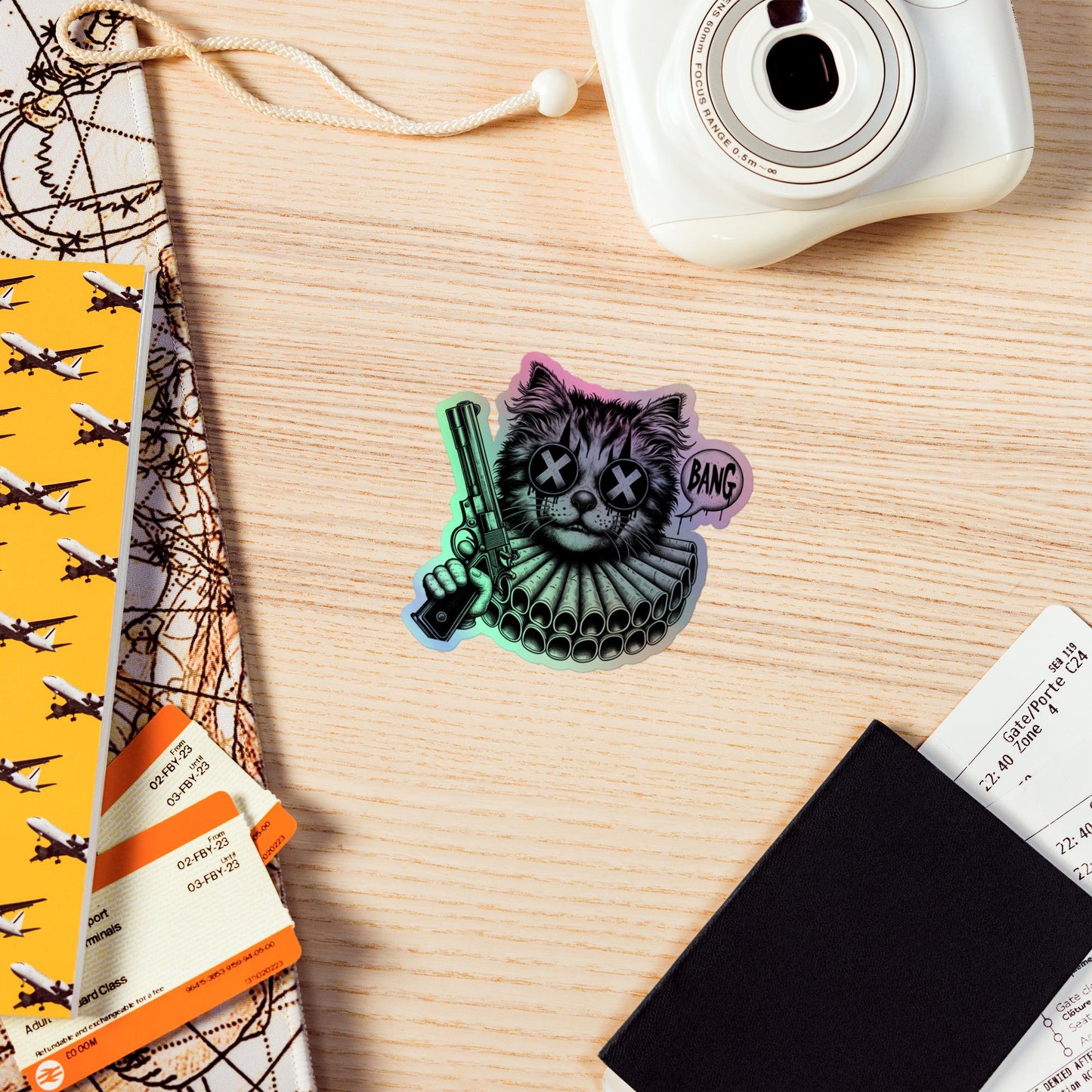Creepy Clowncore Evil Horror Cat Clown Hologram Sticker Weirdcore Clown Grunge Goth Holographic sticker