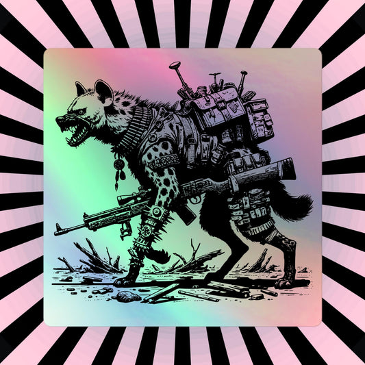 Warcore Battle Hyena Horror Sticker Futuristic Dystopian Gothic Grunge Holographic stickers