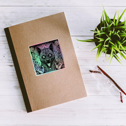 Trippy Weirdcore Oddcore Hyena Hologram Sticker Weird Horror World Holographic sticker