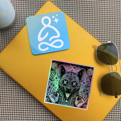 Trippy Weirdcore Oddcore Hyena Hologram Sticker Weird Horror World Holographic sticker