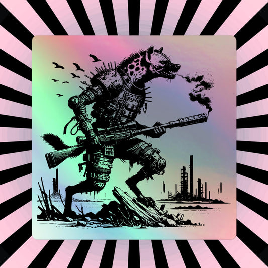 Warcore Dystopian Horror Hyena Hologram Sticker Dark Aesthetic Gothic Grunge Holographic sticker