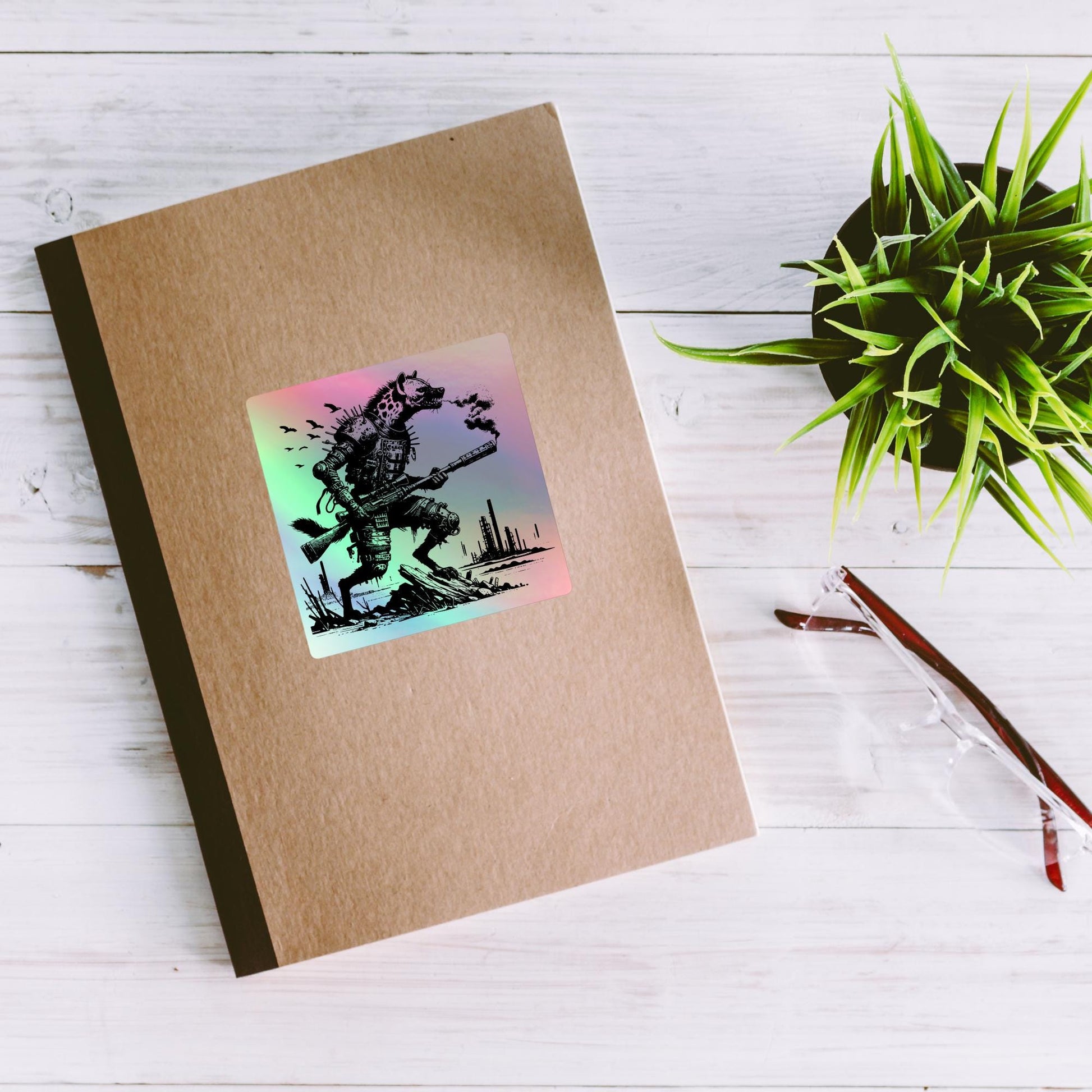 Warcore Dystopian Horror Hyena Hologram Sticker Dark Aesthetic Gothic Grunge Holographic sticker
