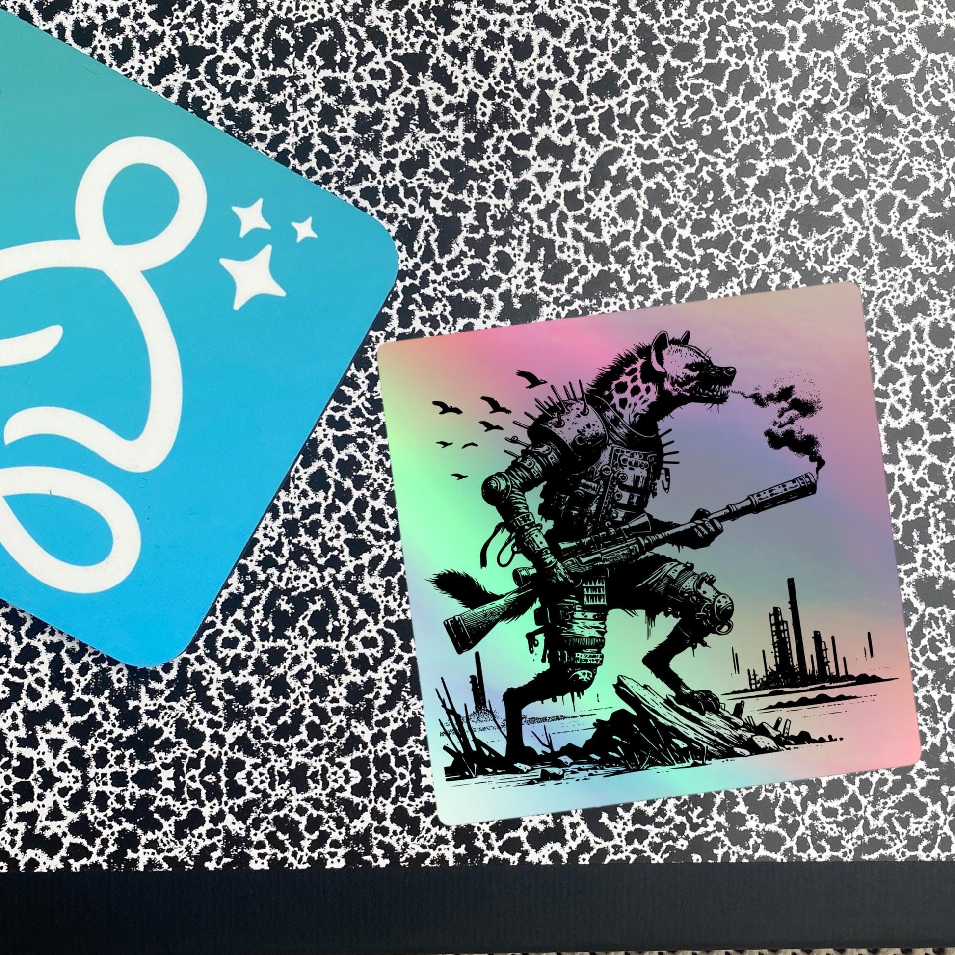 Warcore Dystopian Horror Hyena Hologram Sticker Dark Aesthetic Gothic Grunge Holographic sticker
