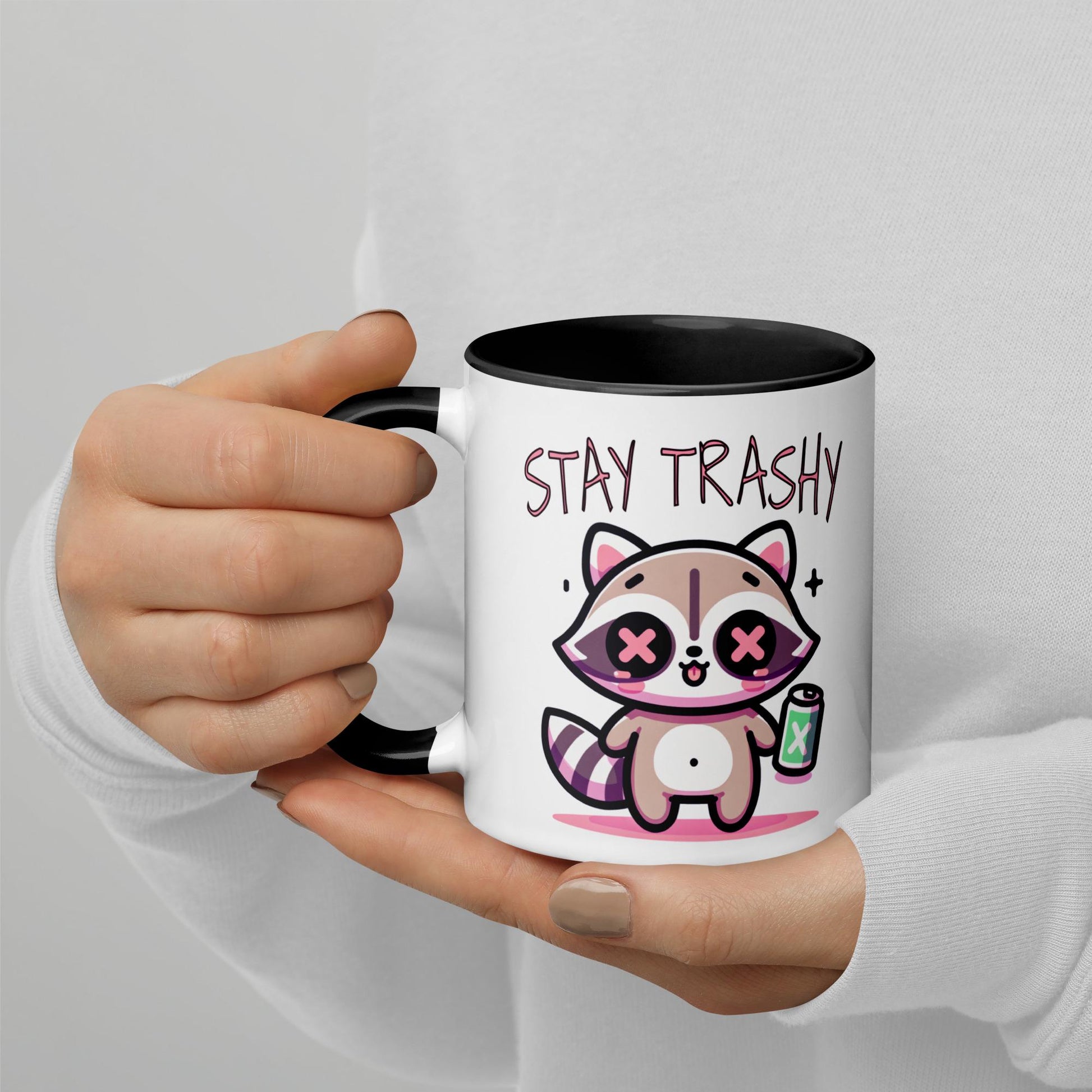 Colorful Weirdcore Mug of Stay Trashy Raccoon Kawaii Anime Cute Trash Panda Microwave and Dishwasher Safe Coffee Tea Mug