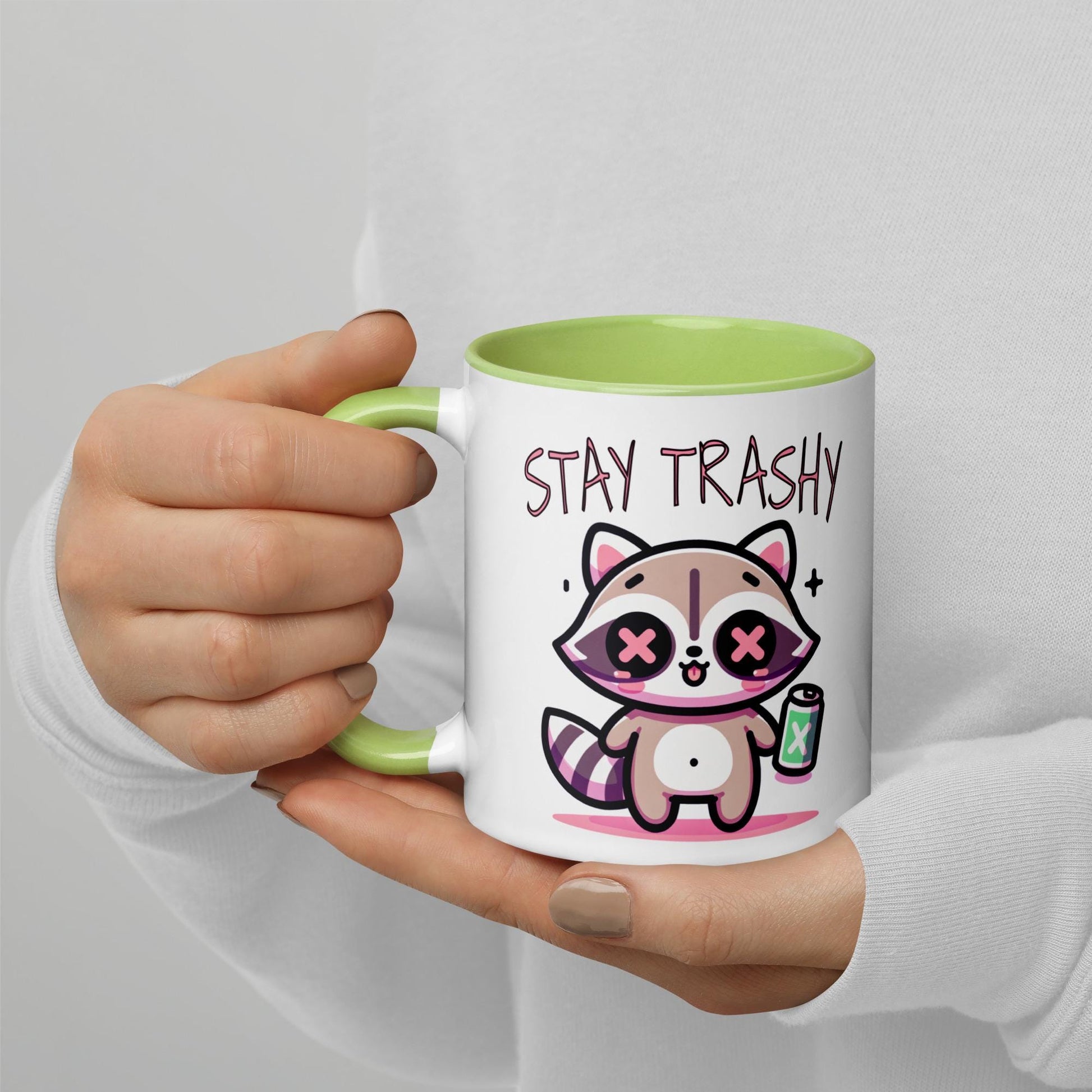 Colorful Weirdcore Mug of Stay Trashy Raccoon Kawaii Anime Cute Trash Panda Microwave and Dishwasher Safe Coffee Tea Mug