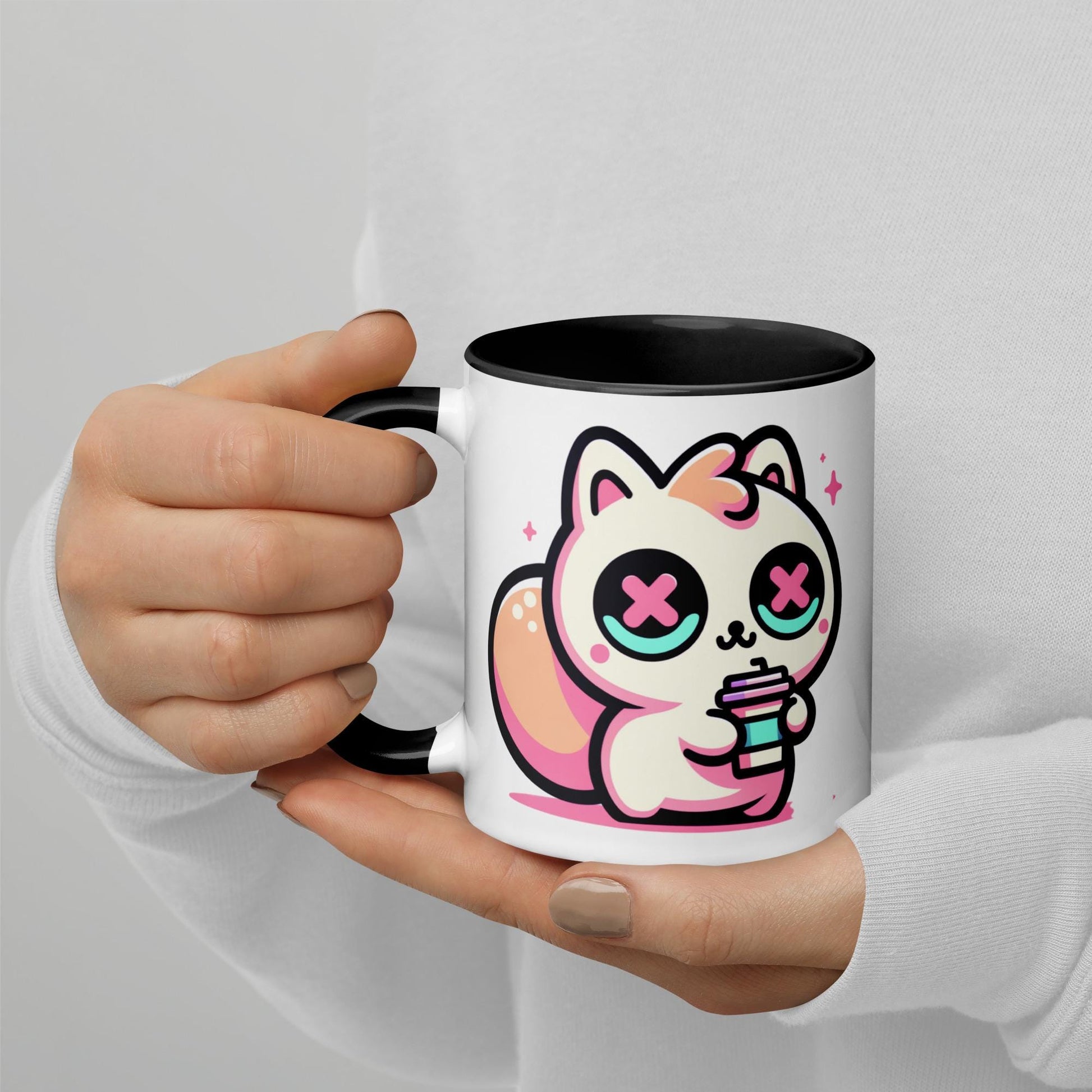 Colorful Weirdcore Mug of Cute Caffeinated Squirrel Y2K Pastel Grunge Kawaii Anime Rodent Microwave and Dishwasher Safe Coffee Tea Mug