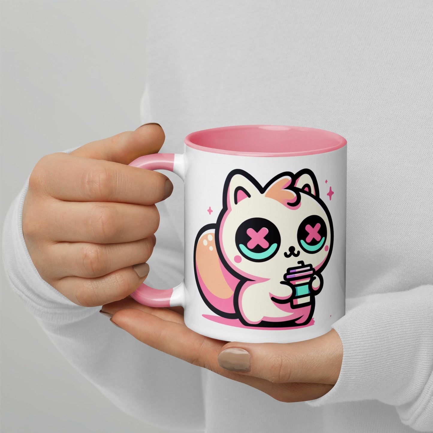 Colorful Weirdcore Mug of Cute Caffeinated Squirrel Y2K Pastel Grunge Kawaii Anime Rodent Microwave and Dishwasher Safe Coffee Tea Mug