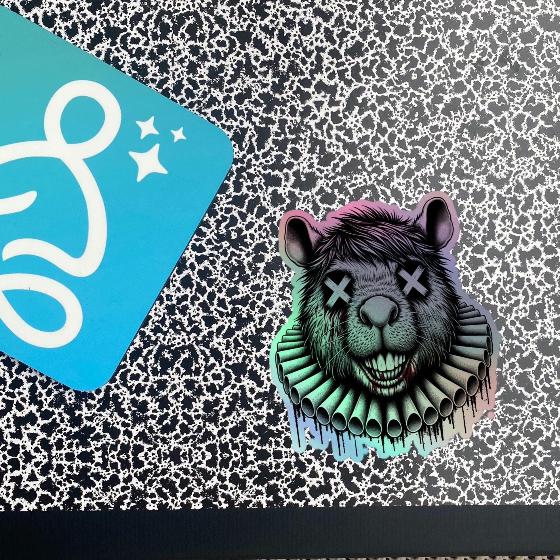 Creepy Clowncore Horror Capybara Clown Hologram Sticker Weirdcore Clown Grunge Goth Holographic sticker