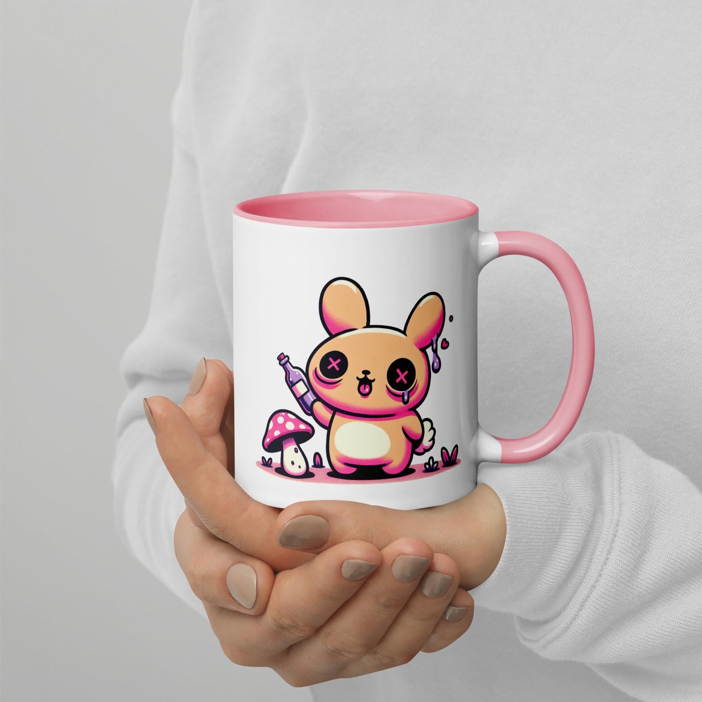 Colorful Weirdcore Mug of Cute Trippy Bunny Kawaii Anime Cute Weird Angry Rabbit Microwave and Dishwasher Safe Coffee Tea Mug