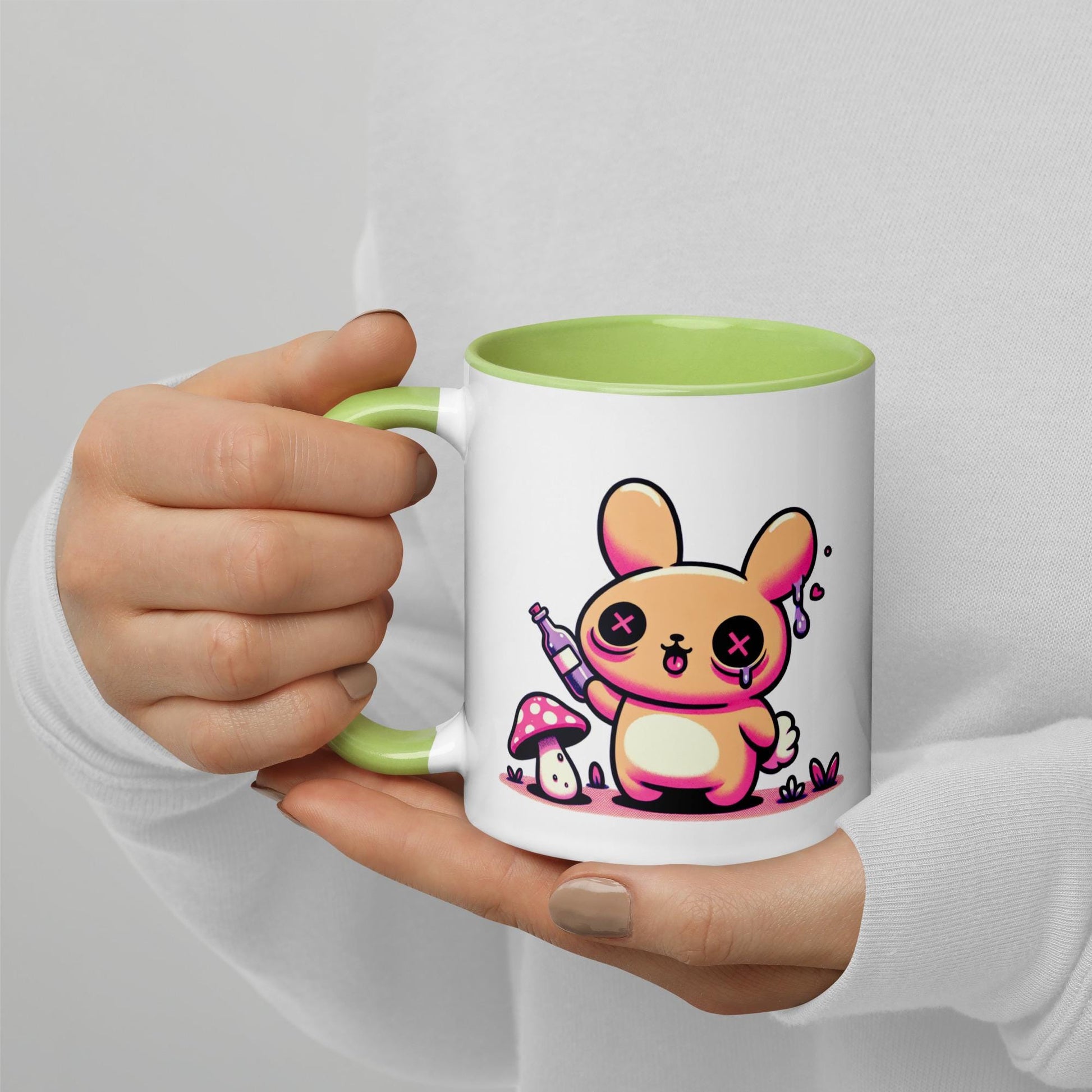 Colorful Weirdcore Mug of Cute Trippy Bunny Kawaii Anime Cute Weird Angry Rabbit Microwave and Dishwasher Safe Coffee Tea Mug