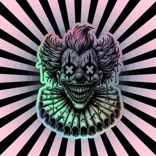 Creepy Clowncore Horror Evil Clown Hologram Sticker Weirdcore Clown Grunge Goth Holographic sticker