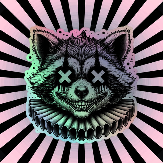 Creepy Clowncore Horror Raccoon Clown Hologram Sticker Weirdcore Clown Trash Panda Grunge Goth Holographic sticker