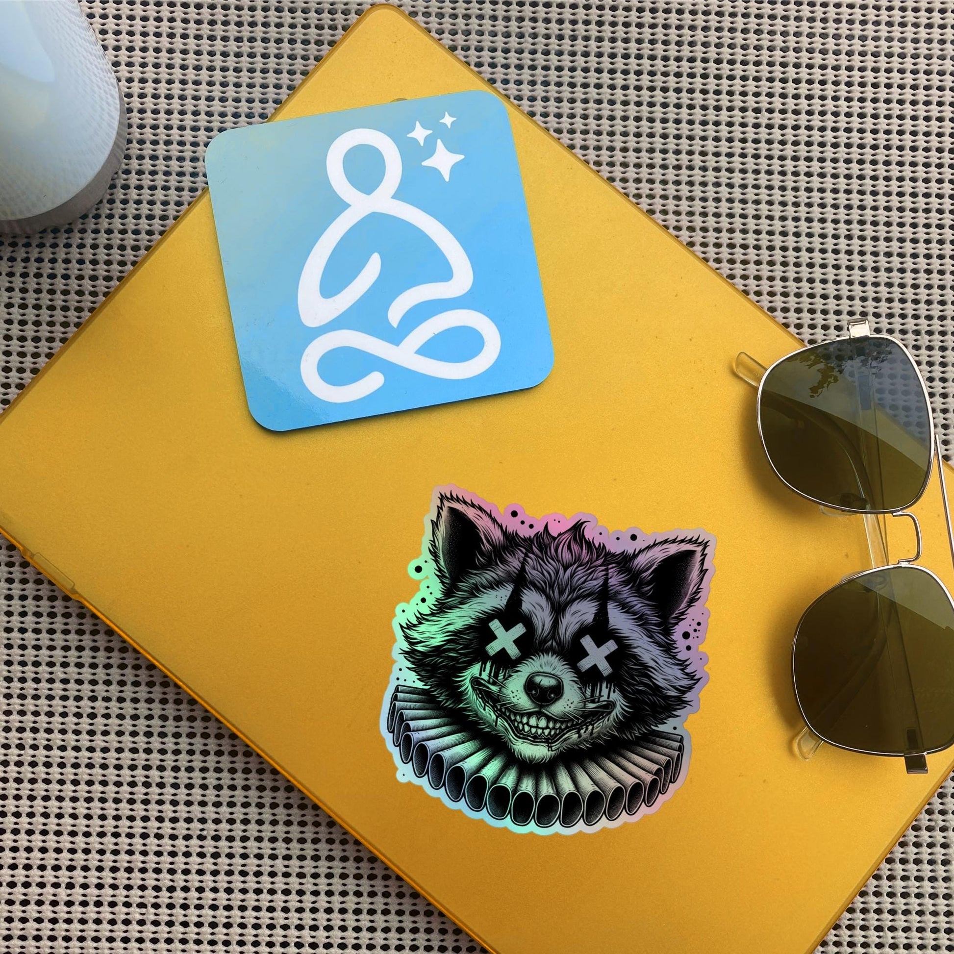 Creepy Clowncore Horror Raccoon Clown Hologram Sticker Weirdcore Clown Trash Panda Grunge Goth Holographic sticker