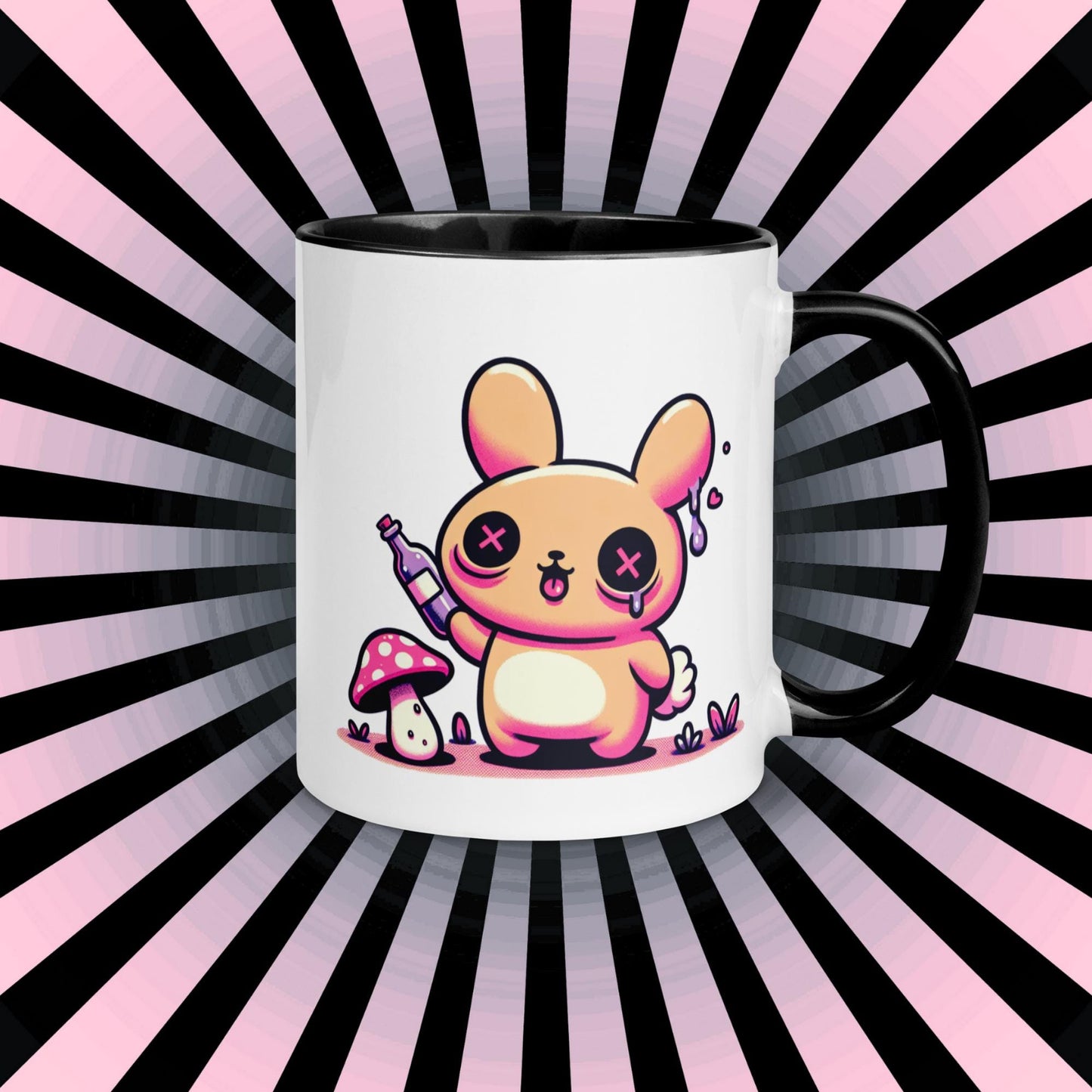 Colorful Weirdcore Mug of Cute Trippy Bunny Kawaii Anime Cute Weird Angry Rabbit Microwave and Dishwasher Safe Coffee Tea Mug