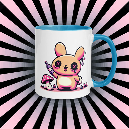 Colorful Weirdcore Mug of Cute Trippy Bunny Kawaii Anime Cute Weird Angry Rabbit Microwave and Dishwasher Safe Coffee Tea Mug